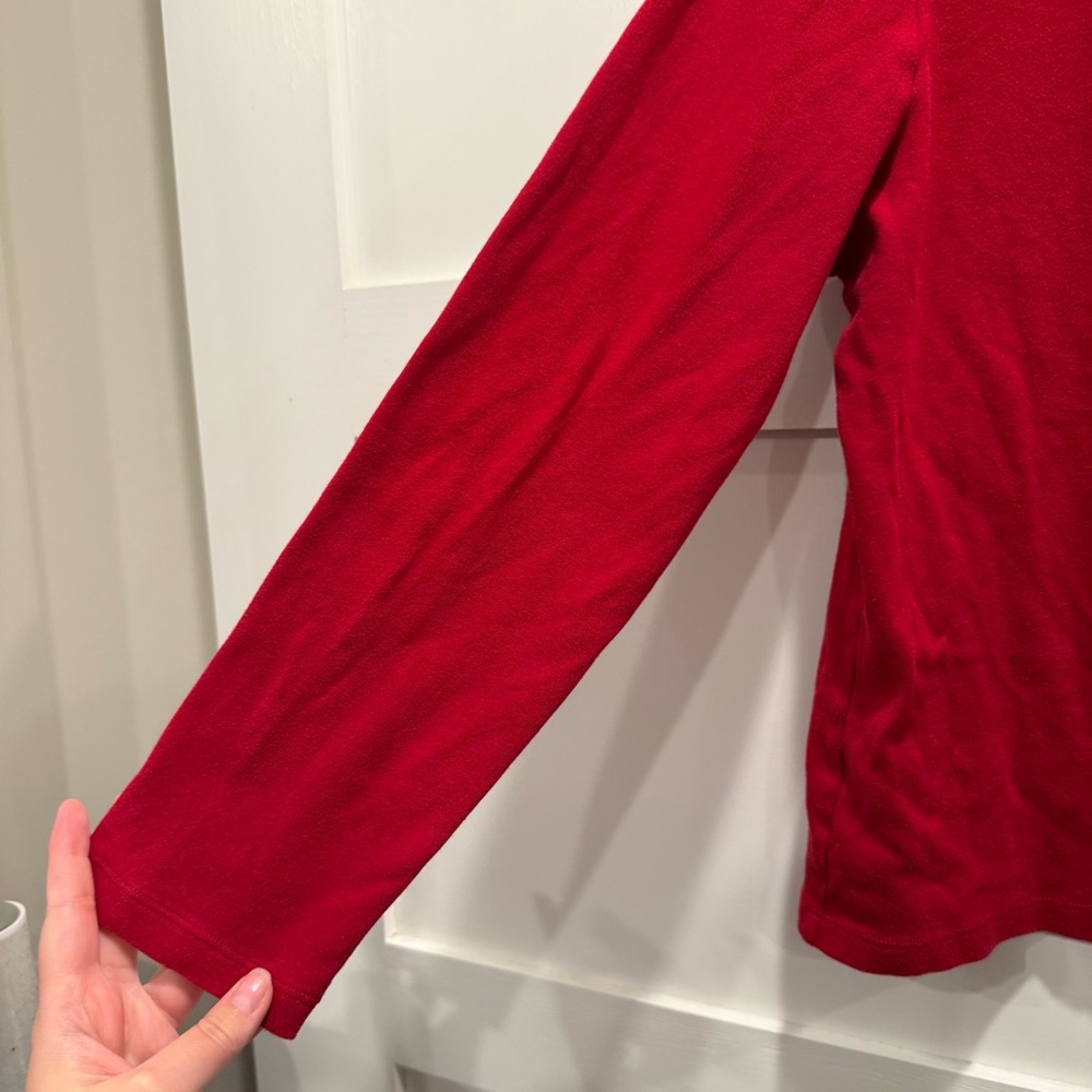 croft & barrow Women's Long Sleeve Red Tee - Picture 5 of 7